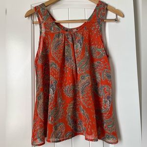 Orange/Paisley Print Top